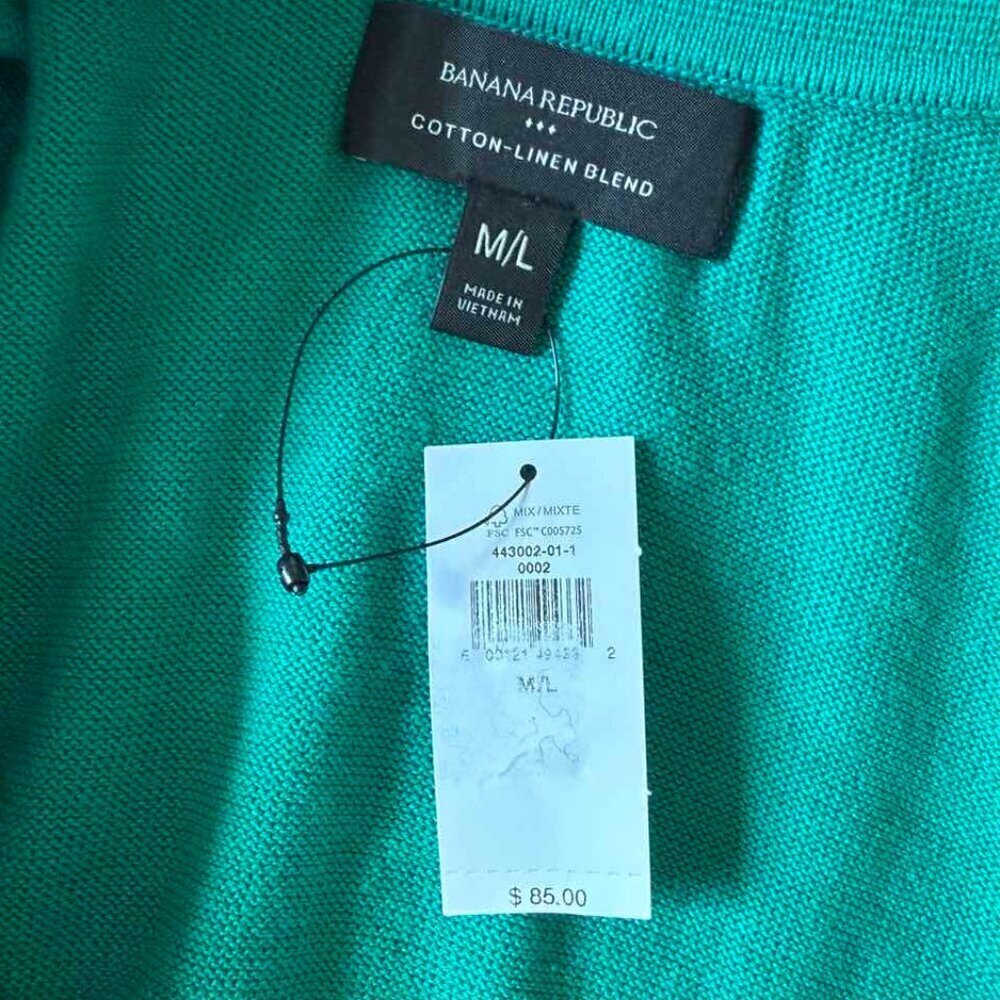 NWT BANANA REPUBLIC Oversized Johnny-Collar Green Sweater Women's Size M/L - Picture 7 of 10
